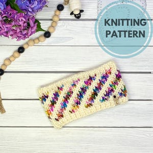 Oblique Headband Pattern, Super Bulky Ear Warmer Knitting Pattern, PDF File for Downloading, Easy 2-Colour Winter Headband for Child & Adult