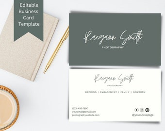 Business Card Template | Photography Business Card | Editable Business Card Templates | Boho Business Card | Digital Download
