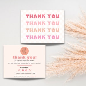 Editable Small Business Thank You Card | Template | Colorful Thank You Card Template | Package Insert | Printable Retro Thank You Card
