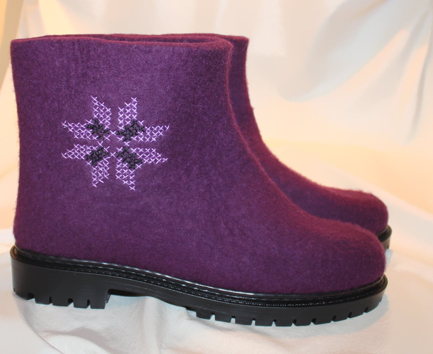 Felted woman winter boots wool purple boots hand felting Etsy