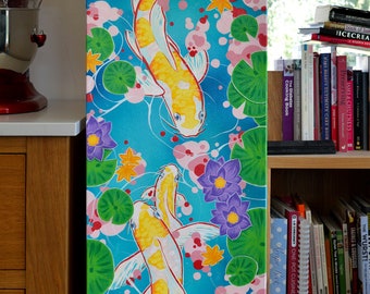 Golden Koi Pond - Grande dipinto su tela one-off originale (40cm x 120cm arte acrilica verniciata)