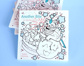 Inktober 2021 Zine: Another Bite Colouring Book (libro encuadernado en papel no estucado en blanco y negro de 148 mm)