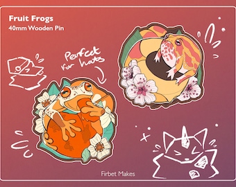 Fruit Frogs Pins (40mm Wood Pin Badge)