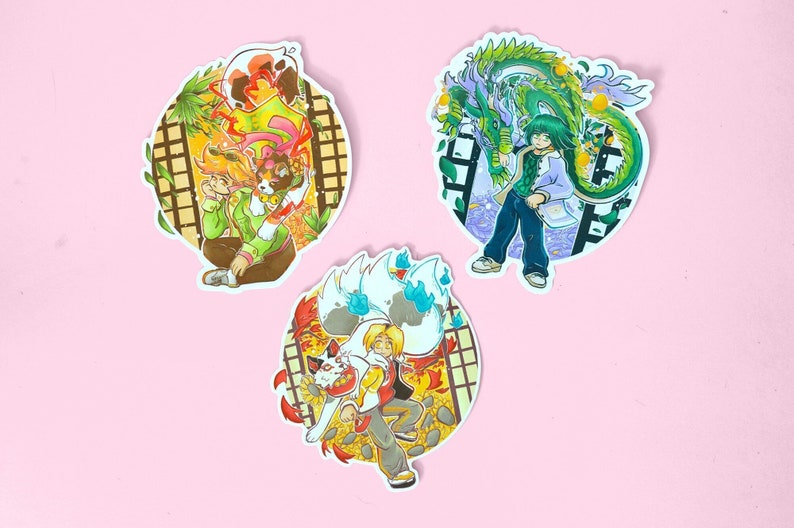 Hikaru no Go Spirit Partner Sticker Set 4 Gloss Vinyl Hikago Sticker Set of 3 image 2