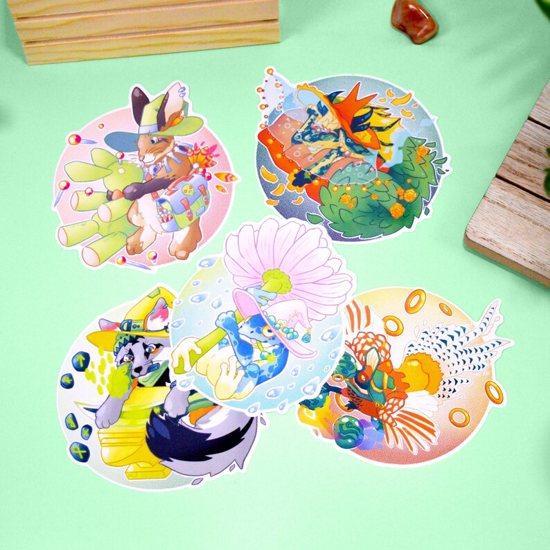 Magic Familiars Stickers Set 2 10cm Matt Vinyl Sticker Set of 5 image 2