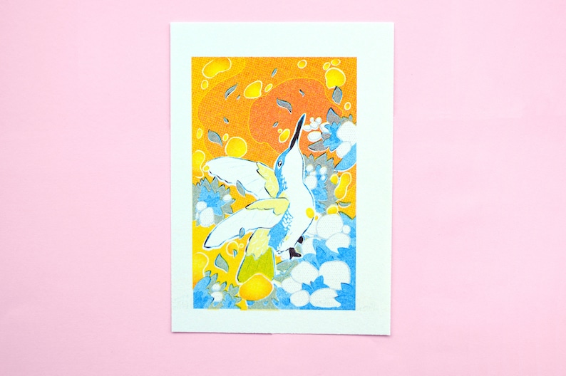 Humming Bird Honey Risoprint A6 200GSM riciclato 'Natural White' cartuccia Art Print Set di 8 Acacia