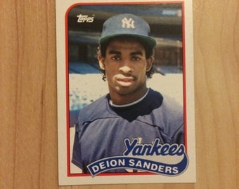 Deion Sanders Rookie MLB Baseball Sammelkarte RC Neuwertig Ny New York Yankees Sehr Gut Atlanta Braves Spieler 1989 Topps