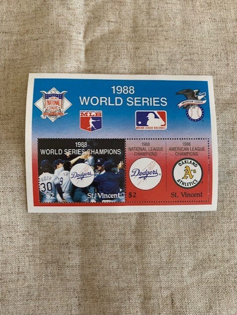1988 MLB Baseball Sammler Stempel World Series Los Angeles Dodgers vs Oakland Athletics - Like New