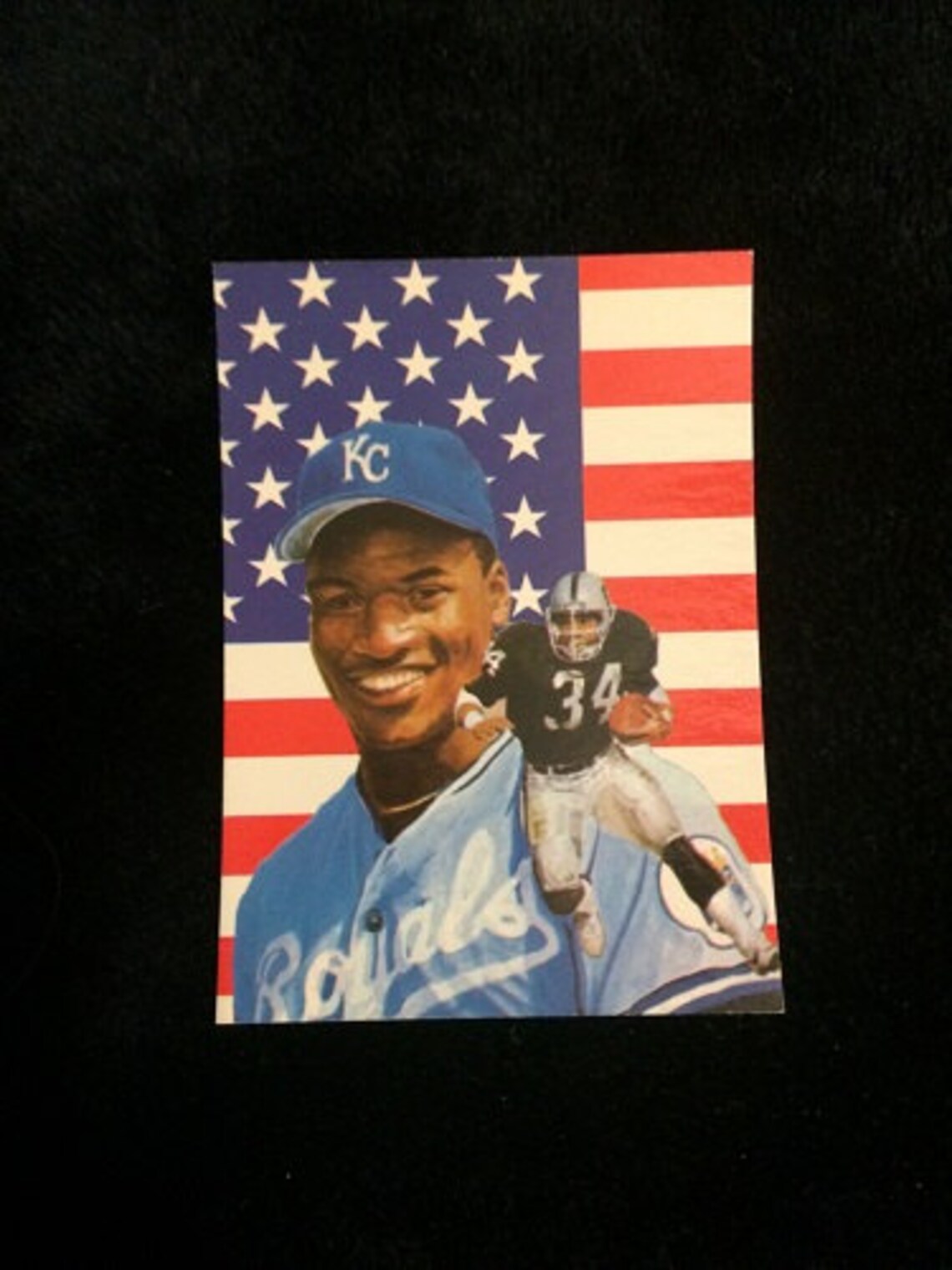 Bo Jackson Football Baseball Trading Card Mint Condition All American Flag Kansas City Royals LA