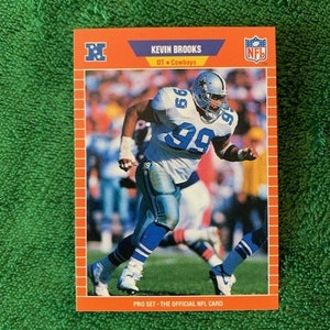 Cartão colecionável Kevin Brooks NFL Rookie - RC em perfeito estado - Jogador de futebol americano Dallas Cowboys WR muito bom - Cartão vintage Pro Set de 1989