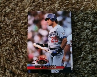 Mike Piazza Rookie Topps Stadium Club MLB Baseball Trading Card RC LA L.A. Los Angeles Dodgers 1993 Mint Condition Very Good hof Hall Fame