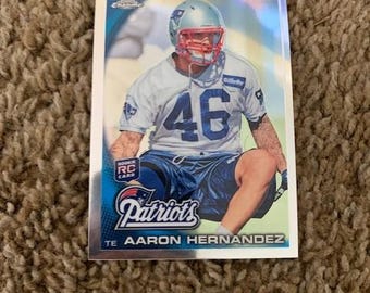 Carta da scambio di Aaron Hernandez NFL Football Rookie in perfette condizioni RC, giocatore dei New England Patriots, molto buono, della Topps Company