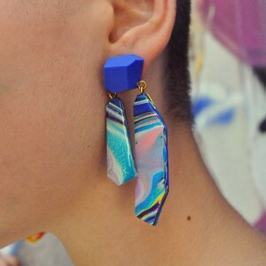 Statement Geometric Earrings ESSAOUIRA from 'VACACIÓN' collection urban geometric cut polymer happy totem edgy architecture image 2