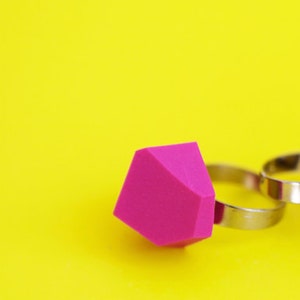 Pink Geometric ring minimal polymer geode cut edgy urban ring industrial architecture all colors image 3