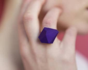 Violet | Geometric ring | minimal | polymer geode cut | edgy urban ring | industrial architecture | all colors