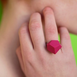 Pink Geometric ring minimal polymer geode cut edgy urban ring industrial architecture all colors image 1