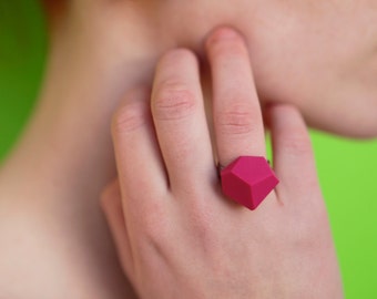 Pink | Geometric ring | minimal | polymer geode cut | edgy urban ring | industrial architecture | all colors