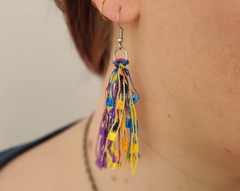 Vibrant Rainbow Earrings, Tassel Earrings, Pride Accessories, Rainbow Jewelry, Anxiety Relief Earrings for Neurodivergent and HSP D4