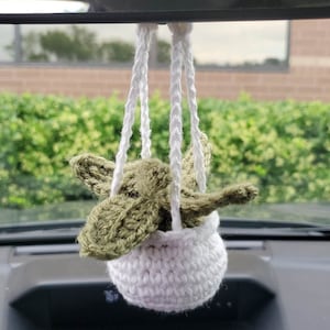 Car Charm Hanging Plant, Mini Crochet Hanging Plant, Small Plant Decor, Gift for Plant Lover, Mother&#39;s Day Gift, Teacher Gift