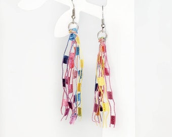 Pastel Rainbow Tassel earrings, Boho Jewelry, Gay Earrings, Pride Earrings, Festival Earrings, Rainbow Jewelry, D5