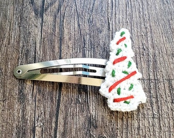 Little Debbie Christmas Tree Hair Clip, Handmade Hair Accessories, Ugly Christmas Sweater Outfit Accessories, Holiday Hair Clip