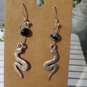 Silver Snake Earrings, Serpent Earrings, Snake Gift, Gift for her