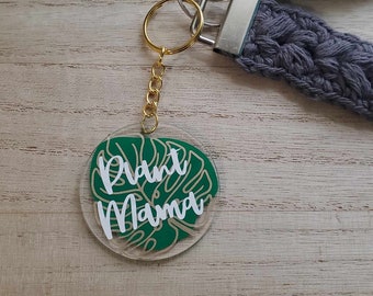 Plant Mama Keychain Gift for Plant Mom, Gift for Plant Lover, Monstera Leaf Keychain, Mother's Day Gift