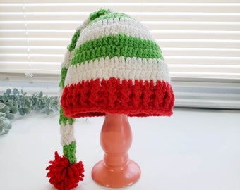 Elf Baby Hat, Crochet Christmas Beanie for Baby, Christmas Baby Shower, Christmas Gift for New Baby