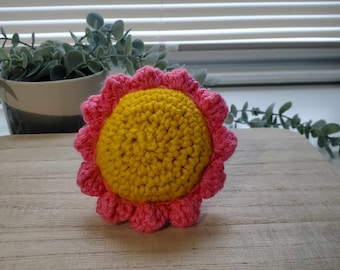 Flower Baby Rattle, Soft Crochet Baby Rattle, Flower Baby Toy