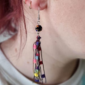 Flower Tassel Earrings, Floral earrings, Flower Glass Bead Earrings, Mother&#39;s Day Gift, D7