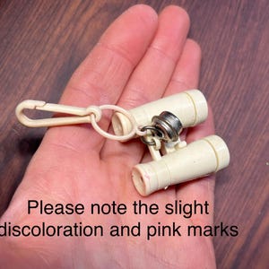 Vintage 1980s Retro MINIS, collectible 80's necklace bracelet plastic clip and bells charm, keyring collection, keychain galore 1 per order Off white binoculars