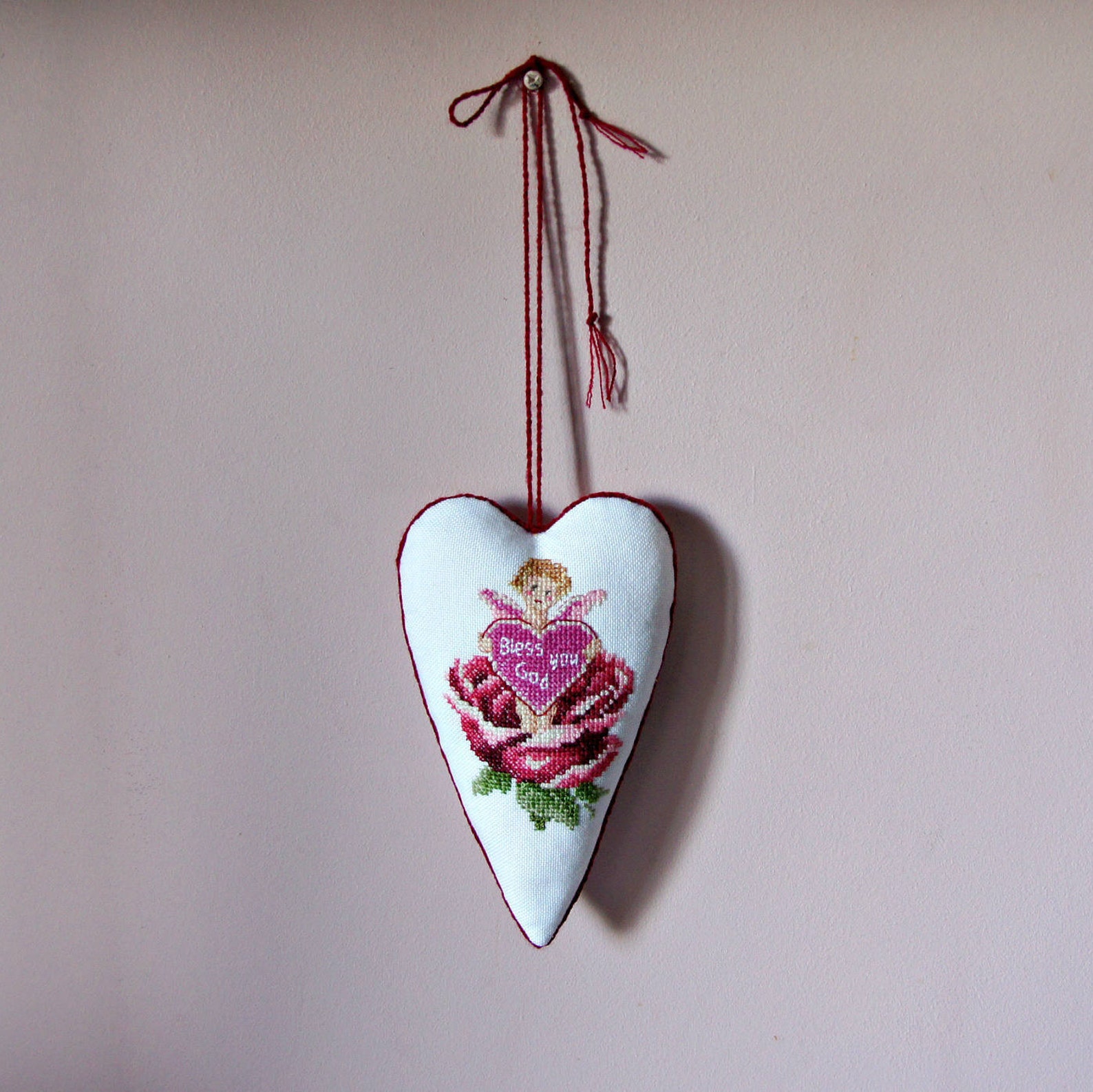 Fabric heart decoration baby girl baptism gifts for new baby Etsy
