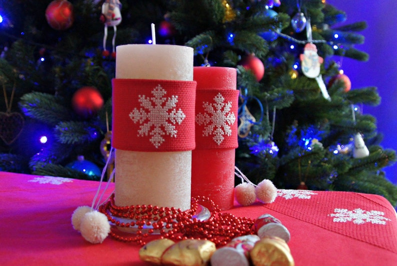 Christmas candle wrap Candle Accessories set Centerpiece Etsy