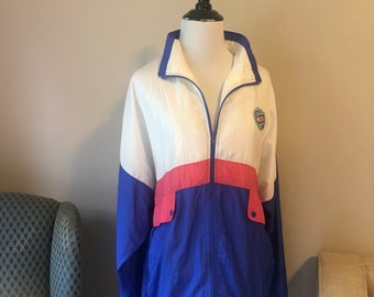 large / vintage / classic bolo spirit / funky / 80s / 90s / all nylon / windbreaker jacket.