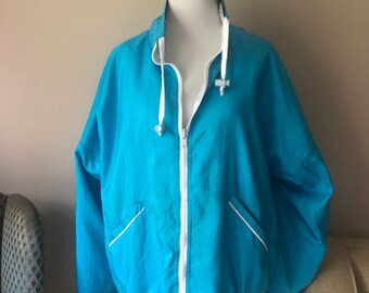 large / vintage / no tags / reversible windbreaker / track jacket / 80s style / 90s classic / adults autumn & spring style coat.