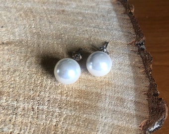 classic stunning sterling silver pearl earring studs / 10mm natural pearls / best gift idea / june birthday / mother's day / anniversary.