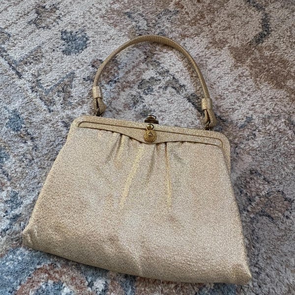 vintage 50’s / 60’s gold AFTER FIVE purse / top handle / USA made
