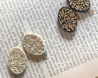 elegant / pretty imprinted earrings / embossed floral gift / springtime celebration.