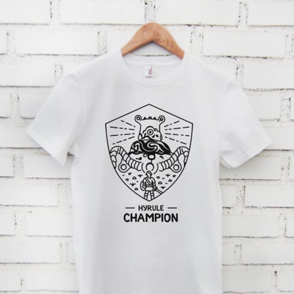 Hyrule Champion - Gamer T-shirt - Minimalist Zelda Inspired - White Men Women Unisex Tee 100% Cotton