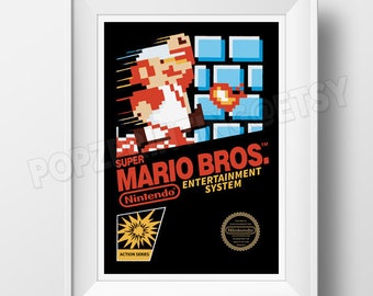 Super Mario Bros. Nes Cover Art Print Poster - Multiple Sizes