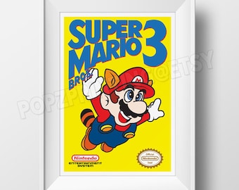 Super Mario Bros 3 Nes Cover Art Print Poster - Multiple Sizes