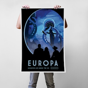 Europa Moon of the Future NASA Propaganda Traveler Art Print Poster - Multiple Sizes