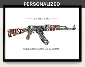 AK-47 CS Cartel de impresión de arte tipográfico personalizado - Múltiples tamaños
