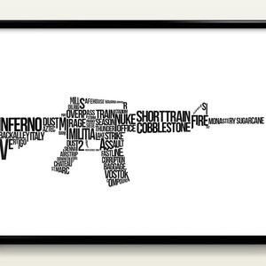 Assault Rifle CS Typographic Art Print Poster - Multiple Sizes