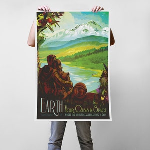 Planet Earth Of The Future NASA Propaganda Traveler Art Print Poster - Multiple Sizes