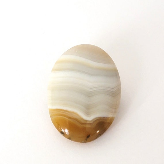 Small vintage striped stone pin, shades of cream … - image 1
