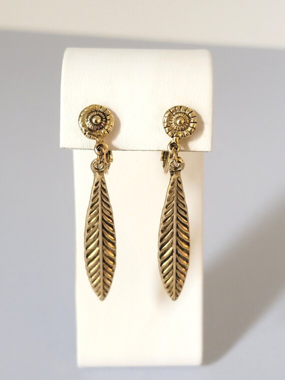 Vintage Dauplaise long skinny clip-on earrings in… - image 1