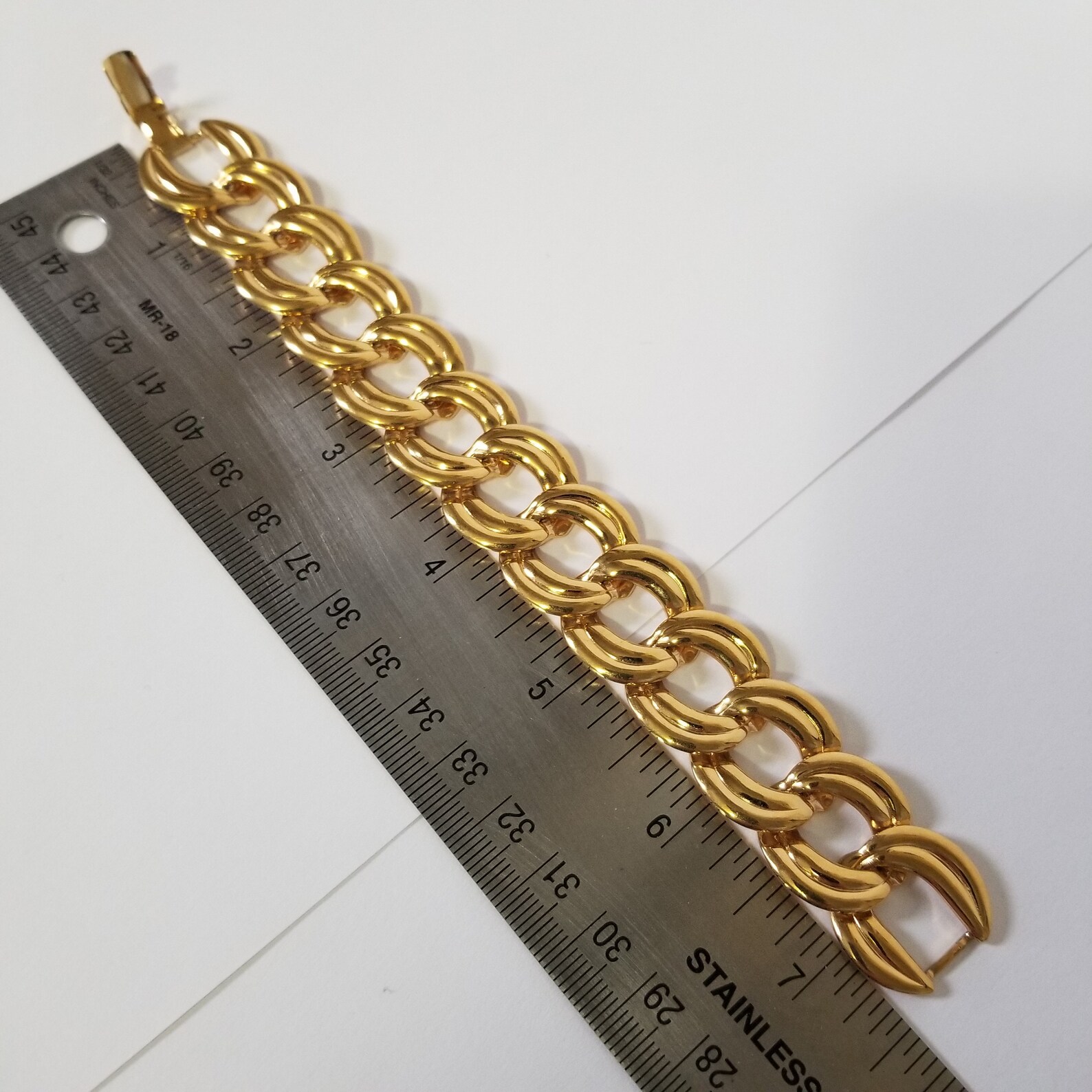 Napier Gold Tone Link Bracelet Flat Curb Mid Century Style Etsy