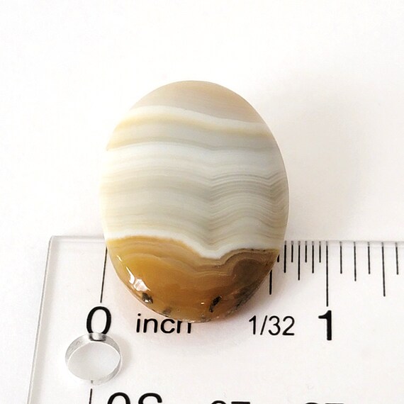 Small vintage striped stone pin, shades of cream … - image 9