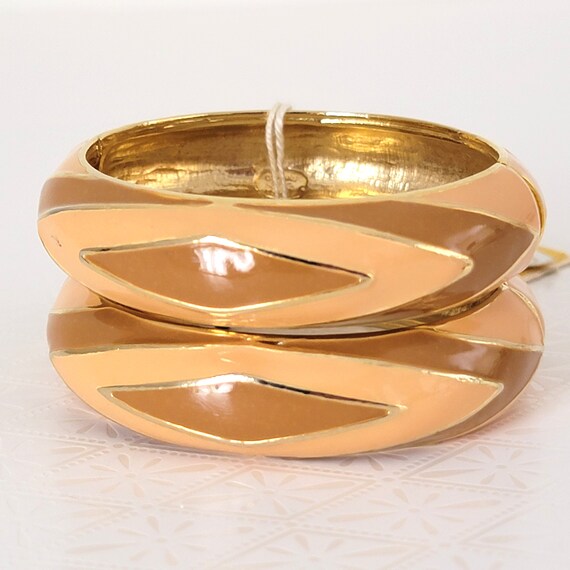Vintage Matching Peach Caramel Enamel Bracelets, Original by Robert and Ellen Designs